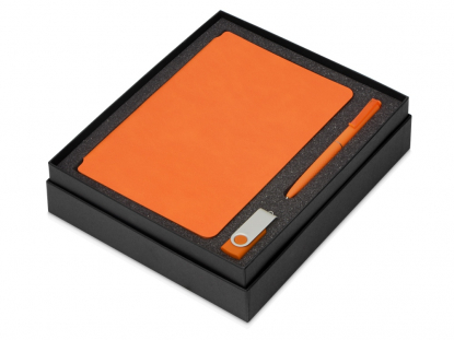 Подарочный набор Notepeno с блокнотом А5, флешкой и ручкой, оранжевый, в коробке