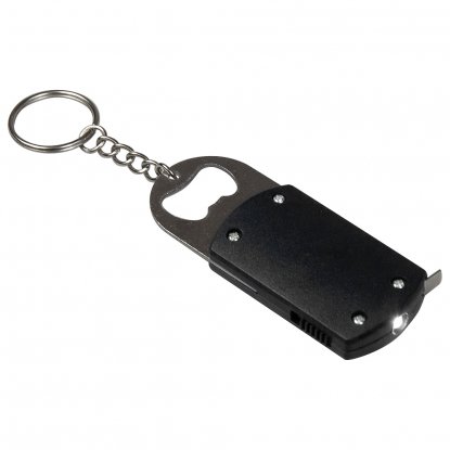 Брелок-открывашка с фонариком и рулеткой, 1 м, Tools Opener, черный