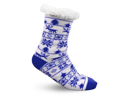 Домашние носки, мужские, синие, пример на ноге