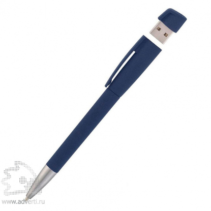 Ручка с флеш-картой USB 16GB TURNUSsofttouch M Klio Eterna, темно-синяя