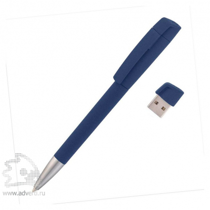 Ручка с флеш-картой USB 16GB TURNUSsofttouch M Klio Eterna, темно-синяя