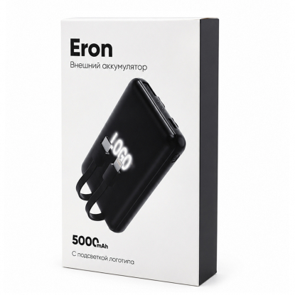 Внешний аккумулятор Eron с подсветкой гравировки, 5000 mAh, белый