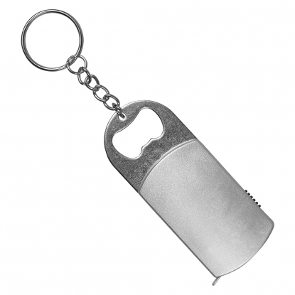 Брелок-открывашка с фонариком и рулеткой, 1 м, Tools Opener, серебристый