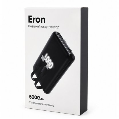 Внешний аккумулятор Eron с подсветкой гравировки, 5000 mAh, белый