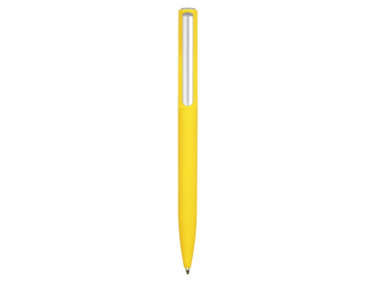 Ручка пластиковая шариковая Bon soft-touch, желтая, вид сзади