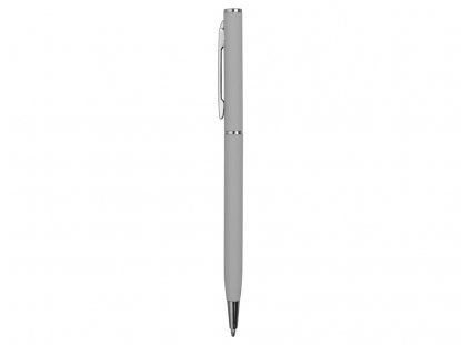 Ручка металлическая шариковая Атриум софт-тач, серебристая, вид сбоку