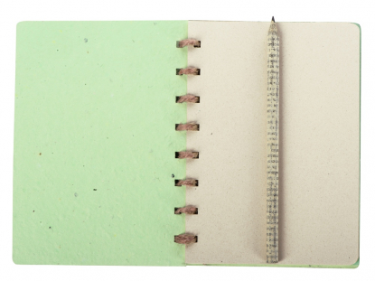 Блокнот А6 с бумажным карандашом и семенами цветов, зеленое яблоко