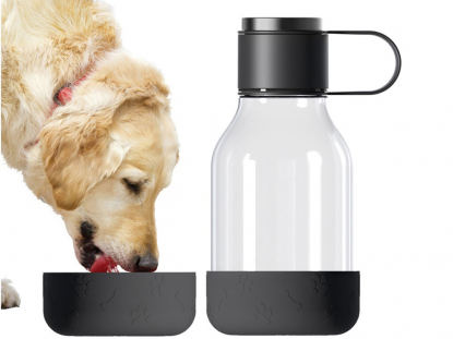 Бутылка для воды 2-в-1 DOG BOWL BOTTLE, 1500 мл, чёрная