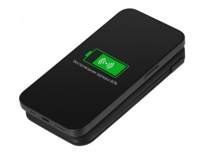 Внешний беспроводной аккумулятор с подсветкой лого Astro, soft-touch, 10000 mAh, черный