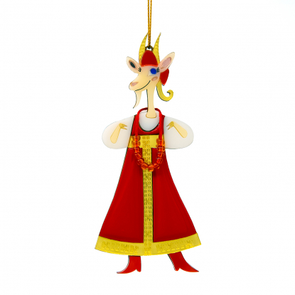 Ёлочная игрушка Коза в сарафане