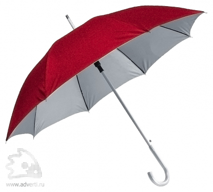 Зонт-трость с алюминиевой ручкой Silver, полуавтомат, красный