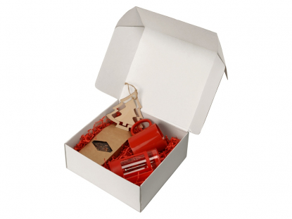 Подарочный набор с чаем, кружкой и френч-прессом Чаепитие, красный, в коробке