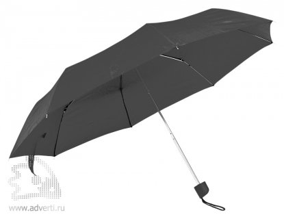 Зонт складной с пластиковой ручкой, механический, черный