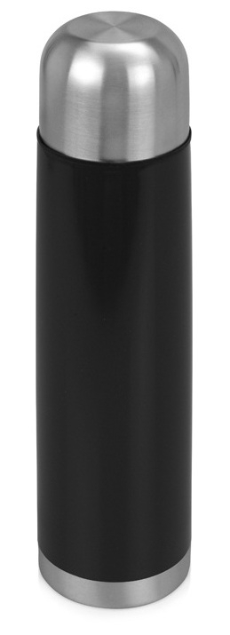 Термос Вотерлоо с серебристой крышкой, черный