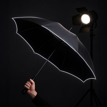 Зонт-трость Reflect со светоотражающей окантовкой в чехле с ручкой