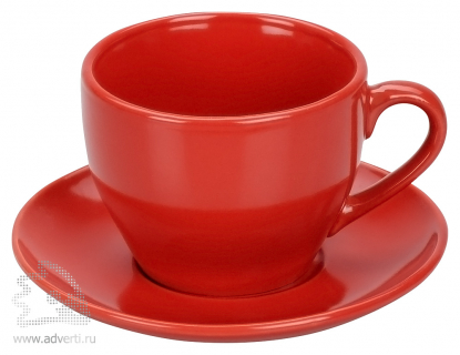 Чайная пара: чашка на 220 мл с блюдцем, красная