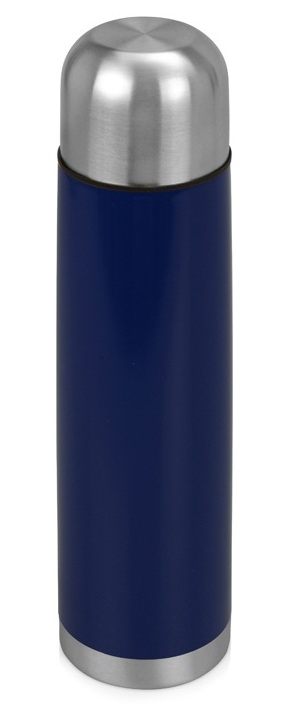 Термос Вотерлоо с серебристой крышкой, синий