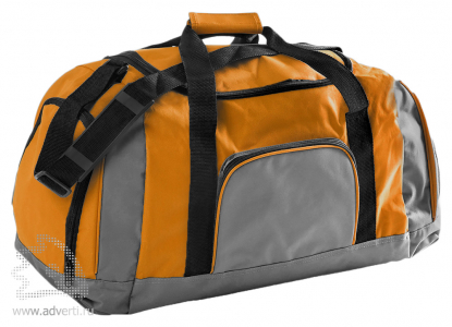 Дорожная сумка с одним отделением и тремя карманами. оранжевая