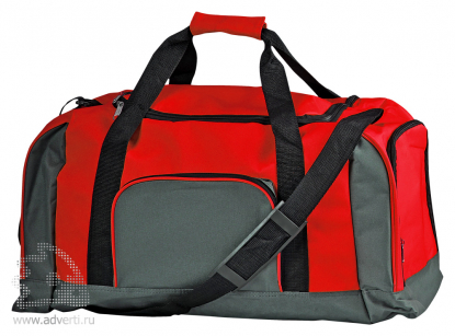 Дорожная сумка с одним отделением и тремя карманами, красная