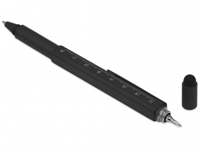 Ручка-стилус металлическая шариковая Tool, с уровнем и отверткой, черная, с отверткой