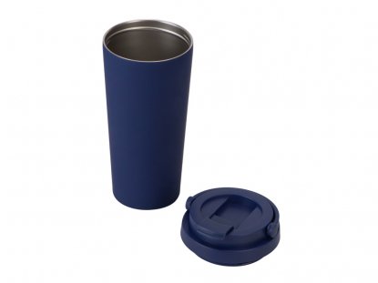 Вакуумная термокружка Grant, soft-touch, темно-синий