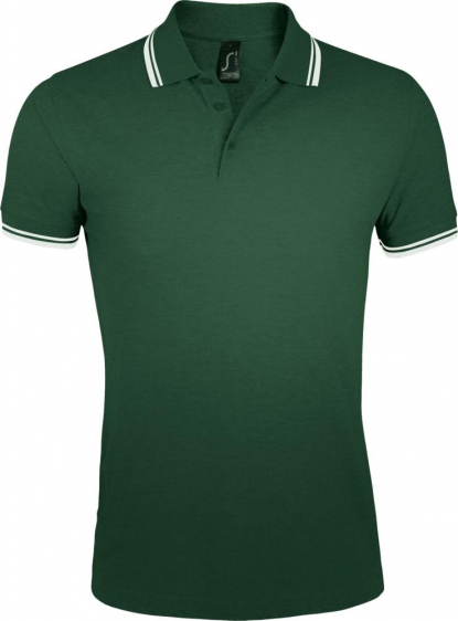 Рубашка поло мужская PASADENA MEN 200, с контрастной отделкой зеленая с белым