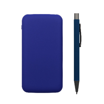 Набор Power Bag 10000, синий, внешний аккумулятор и ручка