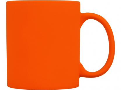 Кружка Майлд с покрытием soft-touch, оранжевая, сбоку
