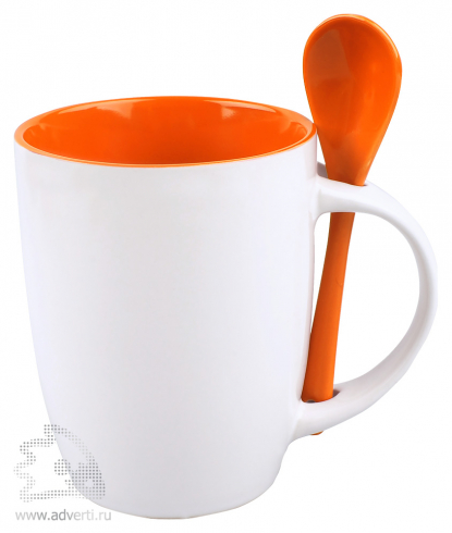 Кружка с ложкой Авеленго, оранжевая