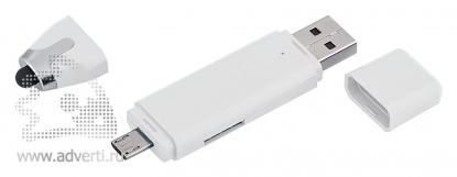 Флеш-карта USB со стилусом и картридером, в открытом виде