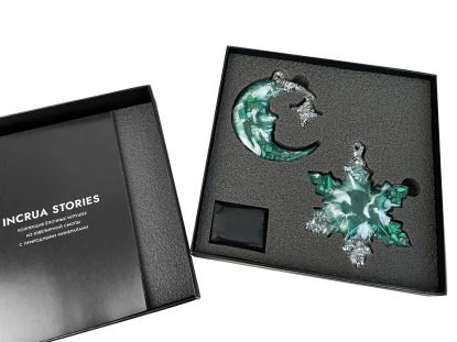 Набор елочных игрушек Полумесяц и Снежинка