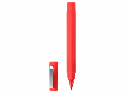 Ручка шариковая пластиковая Quadro Soft, красная, без колпачка