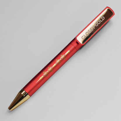 Ручка шариковая GLOSSY GOLD, красная
