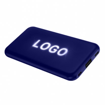 Внешний аккумулятор Kugo 10000 mAh с подсветкой гравировки, синий
