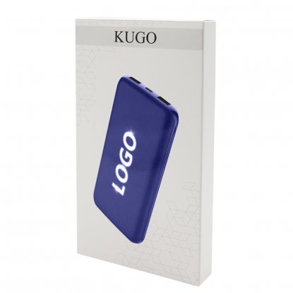 Внешний аккумулятор Kugo 10000 mAh с подсветкой гравировки, синий