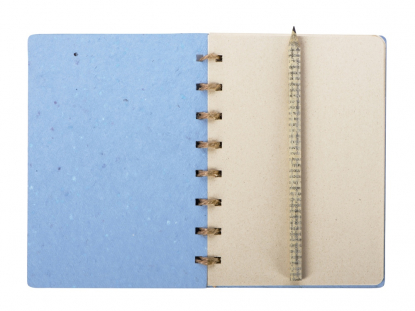 Блокнот А6 с бумажным карандашом и семенами цветов, синий