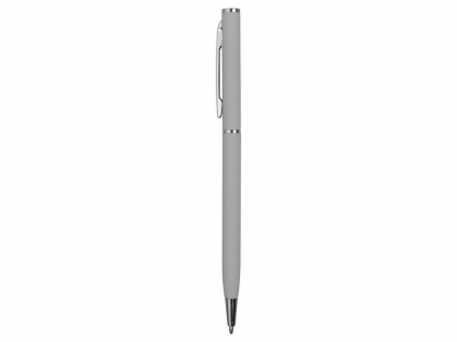 Ручка металлическая шариковая Атриум софт-тач, серая, вид сбоку