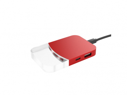 USB хаб Mini iLO Hub, красный, вид сбоку