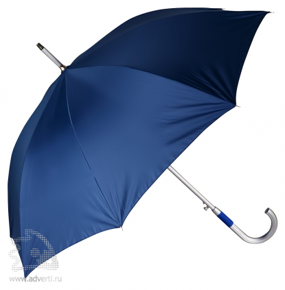 Зонт-трость Дождь с алюминиевой ручкой, полуавтомат, синий