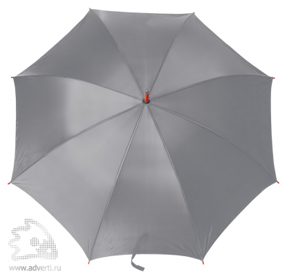 Зонт-трость Радуга, полуавтомат, серый, купол