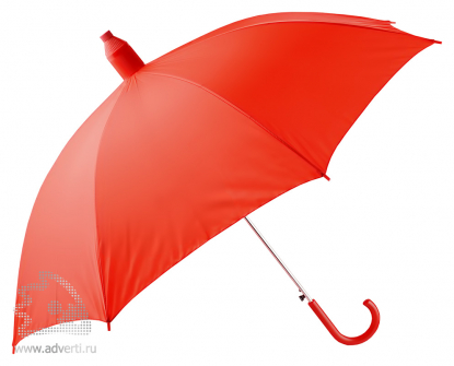 Зонт-трость в телескопическом футляре, полуавтомат, красный