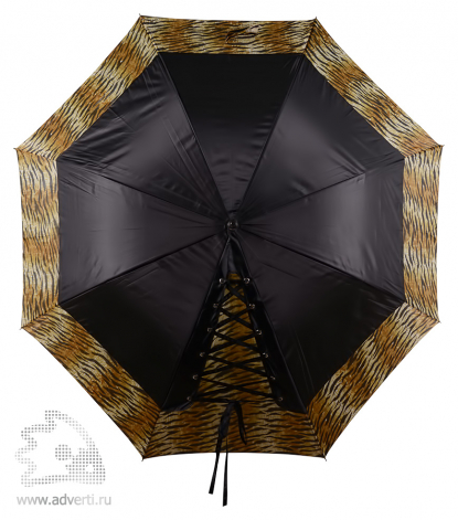 Зонт-трость Канкан со шнуровкой, полуавтомат, оранжевый