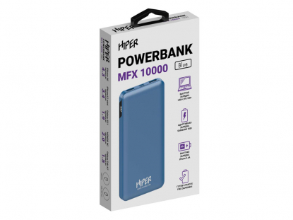 Портативный внешний аккумулятор MFX, 10000 mAh, синий, в коробке