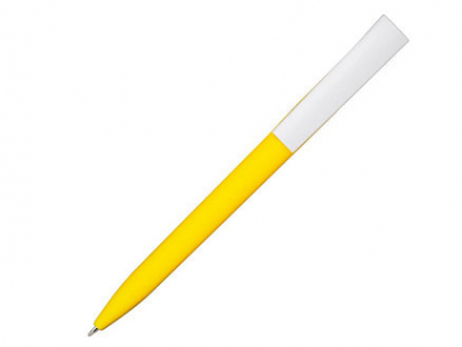 Ручка шариковая софт тач Zorro с белым клипом, желтая