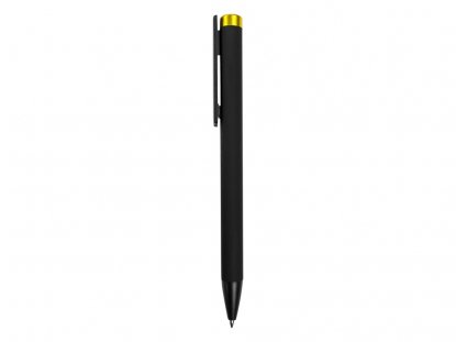 Ручка металлическая шариковая Taper Metal soft-touch, черная с желтым