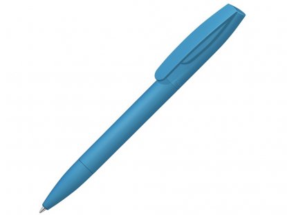 Ручка шариковая пластиковая Coral Gum , soft-touch, голубая