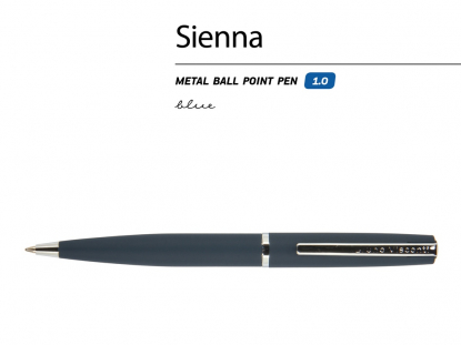 Ручка металлическая шариковая Sienna, софт-тач, синяя