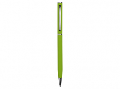 Ручка металлическая шариковая Атриум софт-тач, ярко-зеленая, общий вид