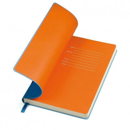 Бизнес-блокнот Funky, синий, форзац-оранжевый