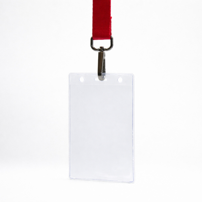 Лента для бейджа Flat, с карабином, красная